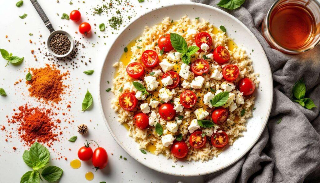 Einfaches Ofengericht: Wir lieben Baked Feta Rice mit Tomaten
