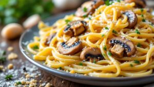 Spaghetti mit Champignons aus dem Ofen