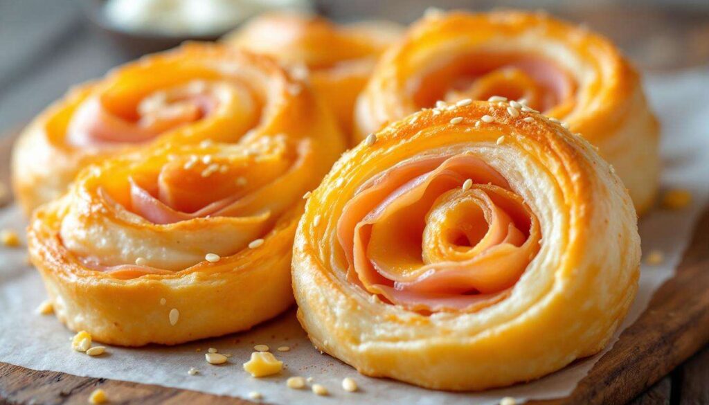 Göttlich gut: Blätterteigschnecken mit Schinken und Käse